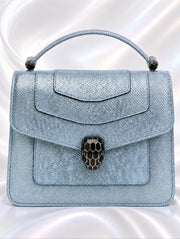 Bvlgari Serpenti Forever Top Handl Baby Blue & Silver Karung skin 2019 Holiday Collection