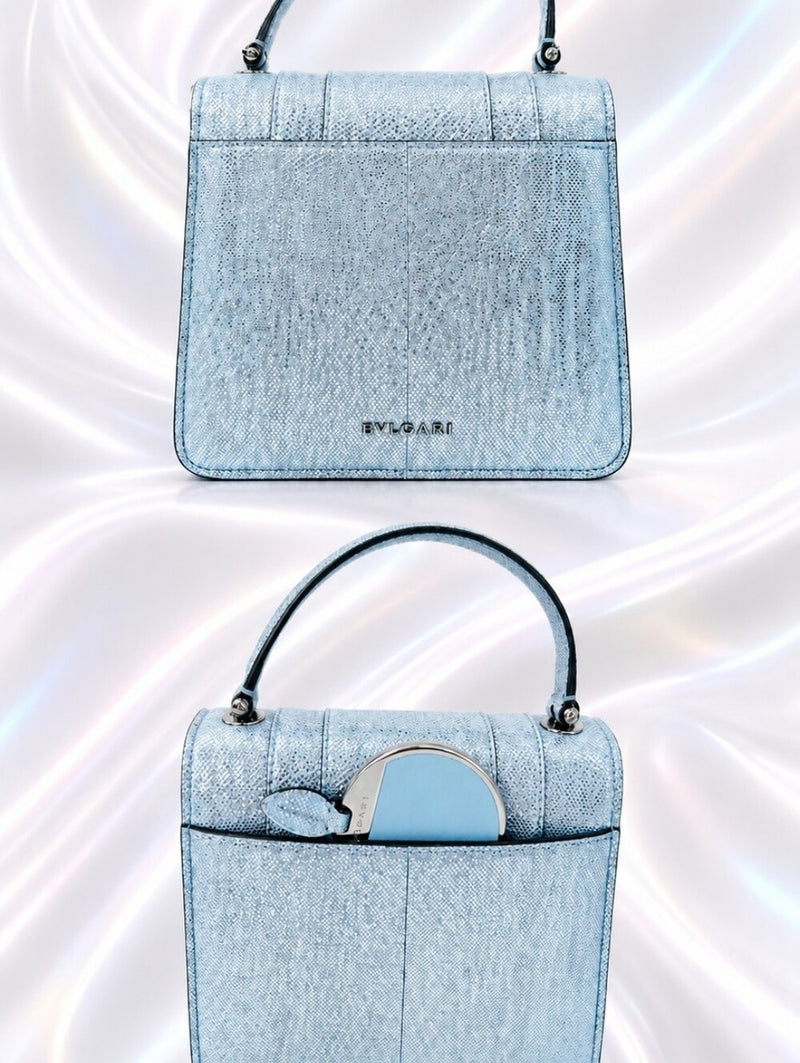 Bvlgari Serpenti Forever Top Handl Baby Blue & Silver Karung skin 2019 Holiday Collection