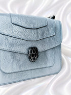 Bvlgari Serpenti Forever Top Handl Baby Blue & Silver Karung skin 2019 Holiday Collection