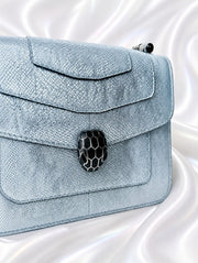 Bvlgari Serpenti Forever Top Handl Baby Blue & Silver Karung skin 2019 Holiday Collection